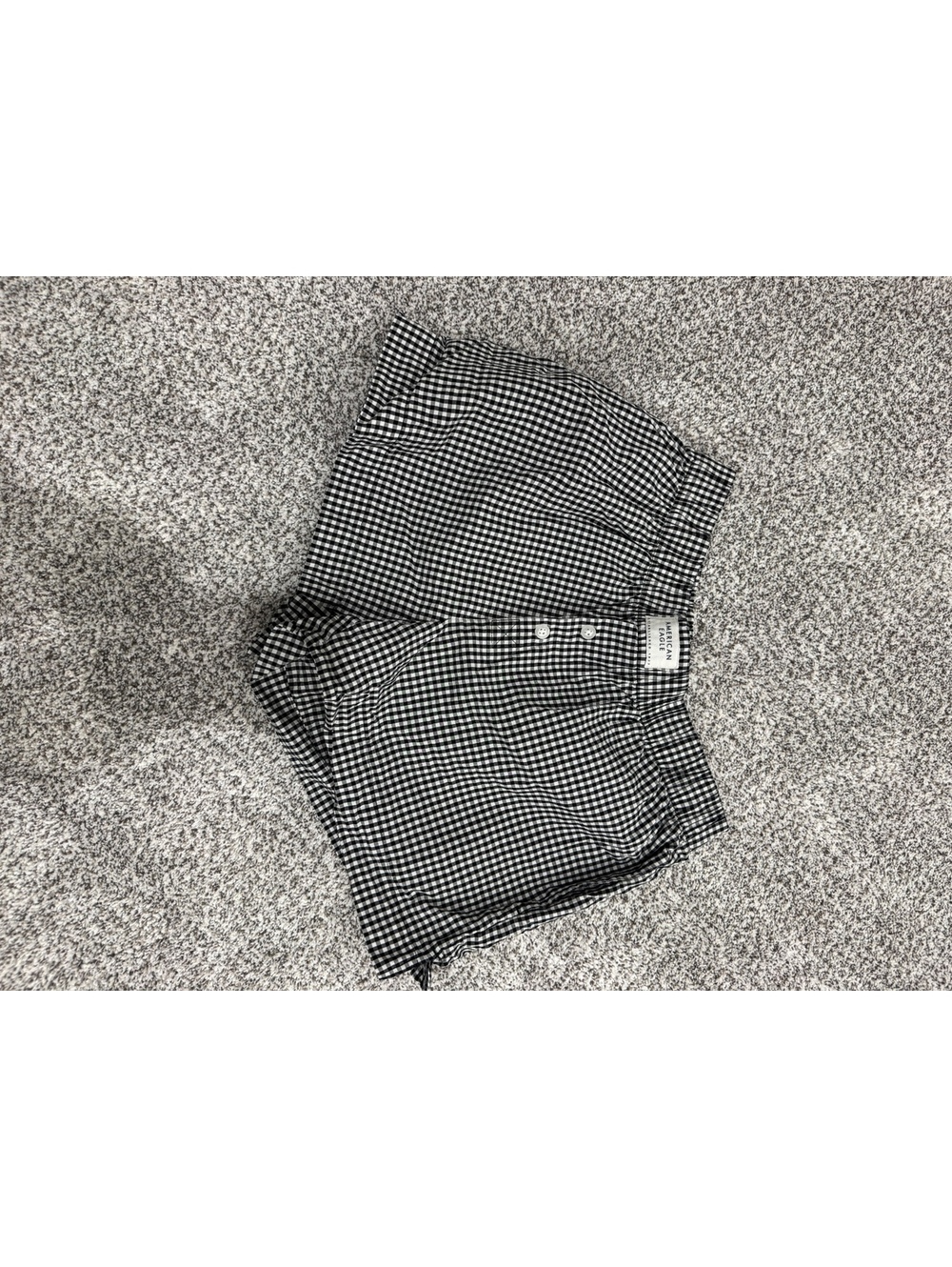 American Eagle Gingham Shorts Women’s S Black White Check Side Tie Button Front